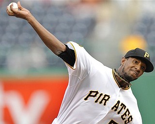 Pittsburgh Pirates starting pitcher James McDonald delivers a pitch against the San Francisco Giants during the first inning of a baseball game, Wednesday, April 27, 2011, in Pittsburgh. (AP Photo/Don Wright)