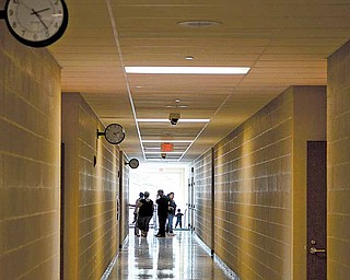 Families tour the new Hubbard Elementary School on Hall Avenue during an open house. Saturday afternoon’s open house and ribbon-cutting drew a large crowd.