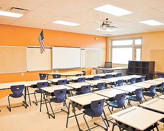 Classrooms in the new school are on the second floor along with the music and art rooms. Each classroom is about 1,200 square feet. The cafeteria, gym and administration offices are on the ground floor.