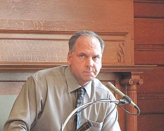 Garrick Krlich of Hubbard testifies in Trumbull County Common Pleas Court regarding the horn-honking that he recorded outside his home in 2010 by someone in a Chevy Cavalier. Magistrate Patrick McCarthy said he didn’t find enough evidence to find that Anthony Palestro of Hubbard was responsible for any of the honking, and a civil protection order was denied in the case on Wednesday. McCarthy did approve a protection order in another case that same day, however, against Nick Bruce.