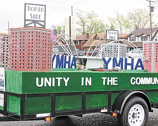 A model of the city of Youngstown was created on a float in Saturday’s parade to draw attention to the Unity in the Community event.