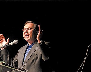 The Rev. Dave Thomas, lead pastor at Victory Christian Centre in Coitsville, spoke at the Christian rally.