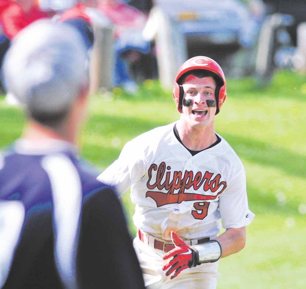 Columbiana baserunner Kyle Shaffer rounds third on his way home during Tuesday's game against Leetonia.