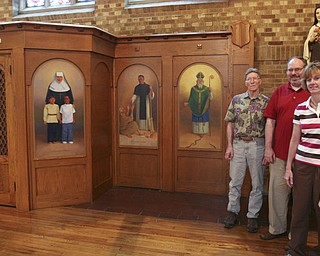 ROBERT K. YOSAY | THE VINDICATOR...St Patricks Church 100 Years old - l-r  Bill Crawford Tom Welsh Christine Crawford  and Elaine Welsh ..-30-