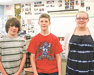 Bailey Loy, 13; Ben St. John, 12; and Brittany Ring, 14, are the only fifth- through eighth-graders in Ohio chosen to attend a U.S. Department of Energy science camp this summer in Tennessee. Bailey and Brittany are students at West Branch Middle School, and Ben attends Beloit Elementary School, which also is part of the West Branch district.