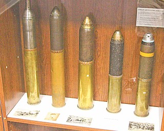 Vintage World War I artillery shells are displayed at the World War History museum in Alliance