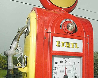 This vintage Pennzoil gas pump is among some 50 collected by J.P. Marsh and displayed at Coalburg Garage.