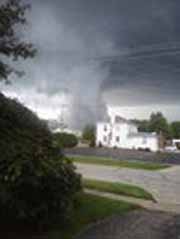 A tornado passes through Newton Falls Monday night.