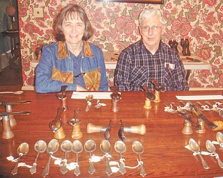 Next ... here come the brides: Judith and Terry Sheridan display a collection of pewter molds and pewter items at a recent open house at Upton House in downtown Warren, at 380 Mahoning Ave. NW. At 2 p.m. Sunday, the second open house will take place. It’s titled “Here Come the Brides” and will feature vintage wedding gowns dating from 1905 to 1945. There also will be displays of wedding shoes, veils, gloves and bride dolls. For more information phone 330-395-1840 or visit www.uptonhouse.org.