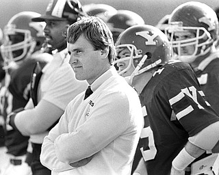 A young Jim Tressel on the sidelines at YSU against Tenn Tech in his first season 1986.