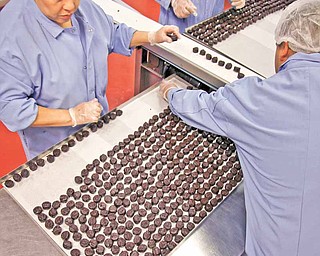 Maria Olvera, left, and her son Javier Olvera, right, place macaroons on trays in the Hail Merry production facility, in Dallas, Texas, on Tuesday, May 24, 2011. Hail Merry specializes in raw, vegan and gluten-free products. (Evans Caglage/Dallas Morning News/MCT)