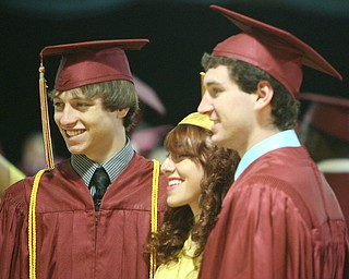 ROBERT K. YOSAY | THE VINDICATOR --..ONE LAST MEMORY - Preston Caldwell Madelin Kopper and Eric Sklenar pose for a picture Cardinal Mooney's 53 Annual Commencement at Stambaugh Auditorium . -30-..(AP Photo/The Vindicator, Robert K. Yosay)