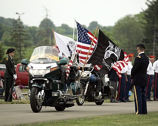 NEW CASTLE, PA - JUNE 11: War Veterans ride in the funeral precession of Staff Sgt. Edward Mills Jr. on June 11, 2011 in New Castle, PA. (photo by: Justin K. Aller)