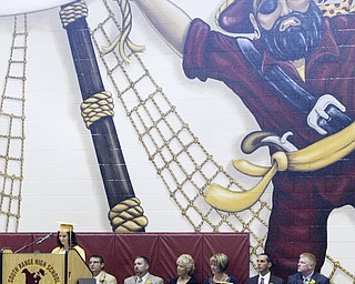 William D. Lewis The Vindicator Brooke Fusco, one of several valedictorians in the South Range HS class of 2011 gives a speech during commencement Saturday at the HS.