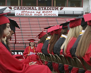 ROBERT K. YOSAY | THE VINDICATOR --..congratulations banner to the senior calss - Canfield High School 2011 graduation at the Stadium - .. -30-..(AP Photo/The Vindicator, Robert K. Yosay)