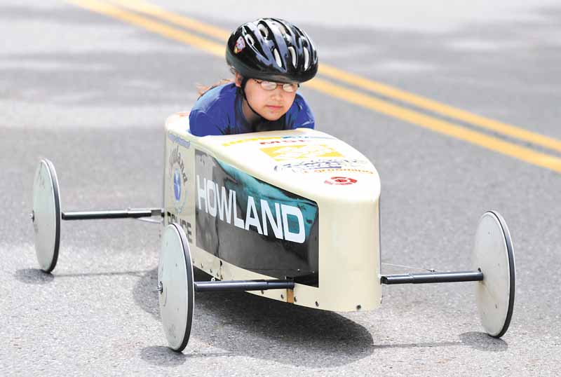 Hannah Walker of Warren zooms down 1,200 feet of West Main Street during competition, which had 40 entrants, from age 8 to 17, competing for three division championships.