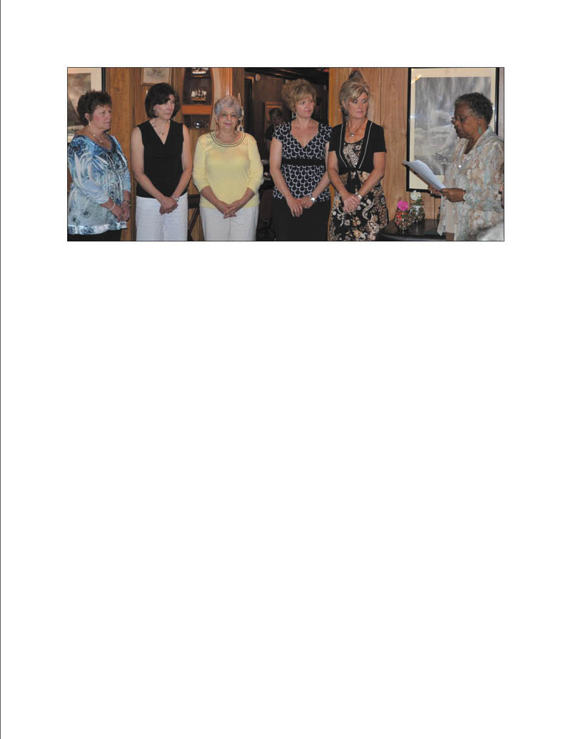 From left to right are Sandy Webber, treasurer; Connie Witt, secretary, Judi Allio, second vice president; Jenny Pike, first vice president; Lori Everly, president; and Mary Patterson, past president, at the May 24 induction of officers into the Columbiana Area Business and Professional Women’s Club.