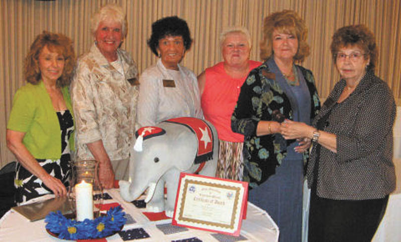 Warren GOP officers: The Warren Republican Women’s Club installed officers for the upcoming season on June 2. From left to right are Marsha Hubbard, treasurer; Paula Snyder, secretary; Shelby McElravy, second vice president; Cary Ann Koren, first vice president; Barbara Rosier-Tryon, president; and Edwina Wolcott, northeast district vice president of the Ohio Federation of Republican Women, who conducted the installation.