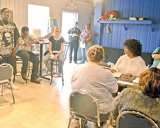 Jajuan Adkins-Holland, 20, of Youngstown is the cousin of 16-year-old victim Brandon Adkins, a Chaney High School sophomore who was shot and killed late Saturday night on South Avenue. Adkins-Holland spoke Monday night at a meeting of the I.C.U. Block Watch, one of 14 block-watch programs in the 7th Ward.