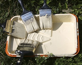 ROBERT K. YOSAY | THE VINDICATOR..tools of the trade - At 762 W. LaClede Avenue, the Youngstown Neighborhood Development Corporation joined forces with Tabernacle Evangelical Presbyterian ChurchÕs Youth Mission Program to paint the home of Carolyn Jackson....-30-