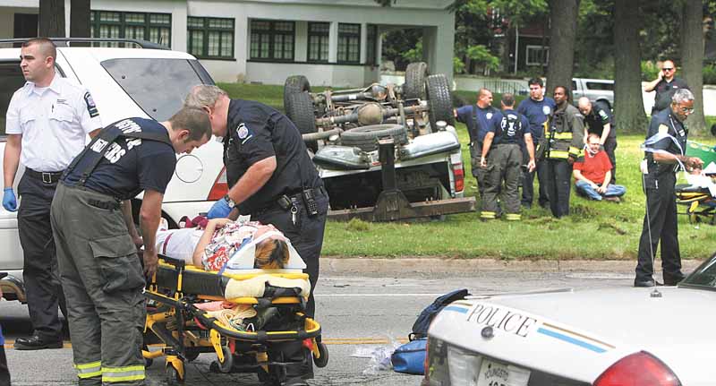 Two motorists were sent to the hospital with injuries sustained in a three-vehicle accident on the city’s North Side. The accident occurred about 10:30 a.m. Tuesday on Fifth Avenue by Lora Avenue. The driver of a pick-up truck flipped his vehicle trying to stop after a two-car crash in front of him. Youngstown police didn’t have any information Tuesday afternoon on the accident.