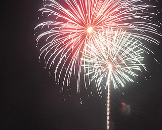Image of a firework from the Independence Day fireworks in Youngstown. Display by the City of Youngstown and Colonial Fireworks. Image by Katie Libecco/The Vindicator.