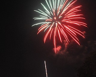 Image of a firework from the Independence Day fireworks in Youngstown. Display by the City of Youngstown and Colonial Fireworks. Image by Katie Libecco/The Vindicator.