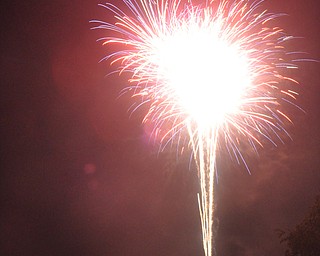 Image of a firework from the Independence Day fireworks in Youngstown. Display by the City of Youngstown and Colonial Fireworks. Image by Katie Libecco/The Vindicator.