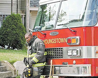 Terence Gamble waits to begin the training.
