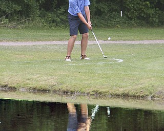 ROBERT K. YOSAY | THE VINDICATOR..Payton Snyder (Western Reserve ) chips towards the whole on 11 -The Second Round of qualifiers for the Best Jr. Golfer was held at Tamer Win in Cortland on Friday morning - .. ...-30-
