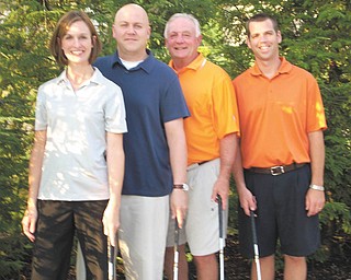 Chairmen of the Tee Off to Cure CF golf outing, from left to right, are Melissa Rowland, Joe Falleti, Dr. Ed Novosel and Dan Rowland. The fundraising event is scheduled for July 31 at Pine Lakes Golf Club in Hubbard.
