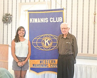 Olivia Roy, a junior at Canfield High School, has been elected Division 21 Key Club lieutenant governor. With her is Chuck Smith, a new member of the Kiwanis Club of Western Mahoning County.