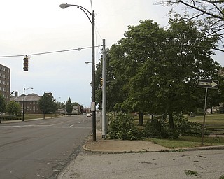 JESSICA M. KANALAS | THE VINDICATOR..Severe wind and rain caused damage to trees next to the Southside Academy on Market Street. Several street lights were also out of power causing many intersections to turn into four-way-stops...-30-