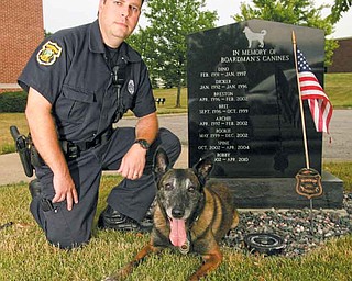 Police dog Yuma, an eight-year veteran of the Boardman Police Department, retires next month and his handler, officer Daryn Tallman, will purchase Yuma from the township for $1.