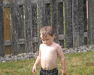 Water, water, everywhere! Nathan Dove of Mineral Ridge enjoys the drops at his Grandma Jen Campman's house in Austintown. Photo sent in by Jen Campman.