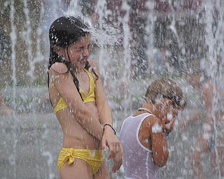 Macey Guerra of McDonald plays in the fountains in Savannah, Ga. Photo sent in by Cathy Guerra.