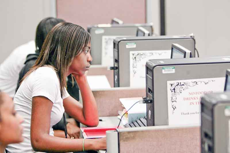 Tarika Holness of Youngstown participates in a computer class as part of Youngstown State University’s Summer Bridge program. The program for multicultural students includes a Science, Technology, Engineering and Math component.