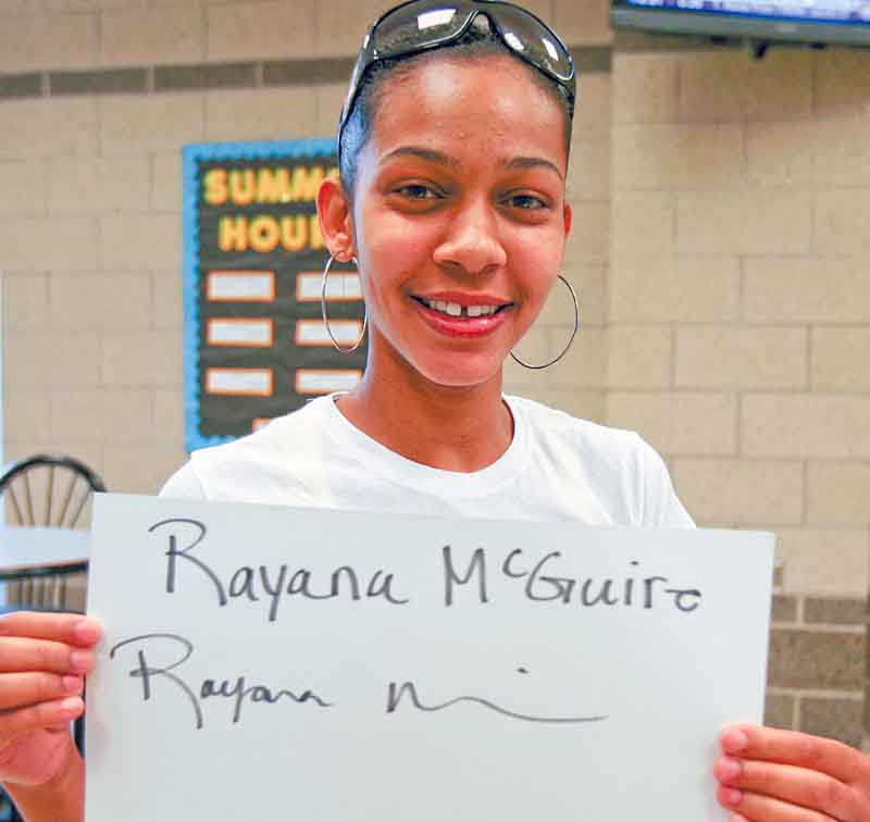 Rayana McGuire, a Youngstown State University sophomore, said she rarely writes in cursive. Need proof? Check out how she signs her last name.