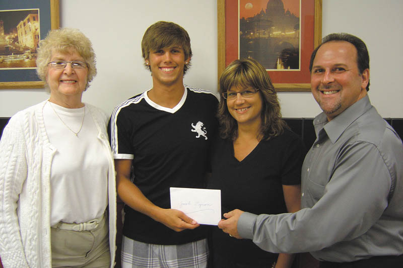 2011 AGF Scholarship presented: Jacob Eynon and his mother, Melissa, receive the Austintown Growth Foundation Scholarship from Joyce Pogany, left, scholarship committee chairwoman, and AGF President David Ditzler, right. The award was presented at the foundation’s August meeting. Jacob will attend the University of Akron this fall, pursuing a degree in civil engineering. He maintained a 3.89 GPA, lettered three years in varsity baseball and was a member of Key Club and National Honor Society.