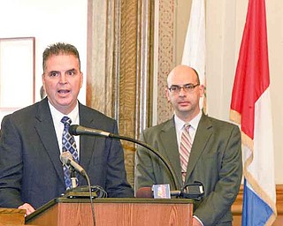 Capt. Rod Foley, left, will be Youngstown’s next police chief, while Atty. Anthony Farris will be promoted from deputy law director to law director. Both appointments, made by Mayor Charles Sammarone, are effective Sept. 1.
