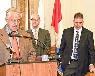 Charles Sammarone, left, made two of the biggest decisions since becoming Youngstown mayor on Aug. 1. He selected Atty. Anthony Farris, center, a 15-year city employee, as law director, and Rod Foley, a 20-year police veteran, as chief of that department.