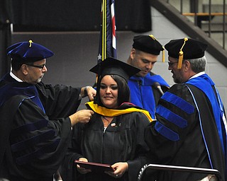Callie Hartman earns her Master of Science in Criminal Justice at the 2011 YSU summer commencement...Photo By: Lindsay Y McCall | The Vindicator
