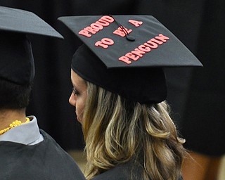 Proud to be a Penguin showcased on a recent graduates cap at the 2011 YSU summer commencement...Photo By: Lindsay Y McCall | The Vindicator