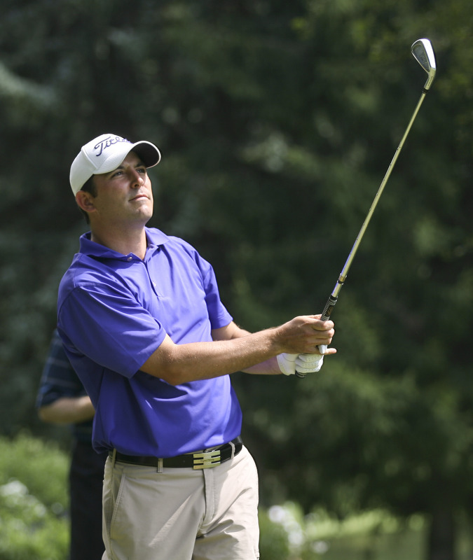 JESSICA M. KANALAS | THE VINDICATOR..Scott Porter watches for his ball after teeing off during day two of the Greatest Golfer Tournament at Youngstown Country Club... -30-
