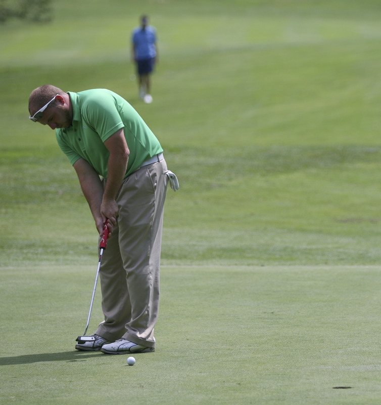JESSICA M. KANALAS | THE VINDICATOR..Josh Zarlenga putts during day two of the Greatest Golfer Tournament at Youngstown Country Club... -30-