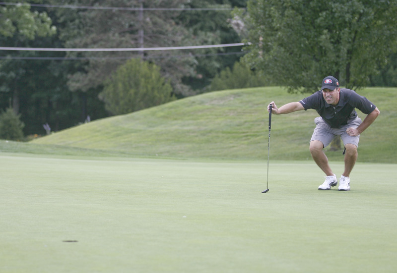 JESSICA M. KANALAS | THE VINDICATOR..Mike Porter of Tippecanoe Country Club and the 2010 Greatest Golfer Champion prepares to putt during the final day at of this years Greatest Golfer of the Valley tournament at The Lake Club.