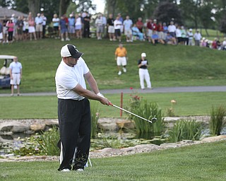 JESSICA M. KANALAS | THE VINDICATOR..Josh Zarlenga of Youngstown Country Club completes the ninth hole a second time after a tie during the final day at the Greatest Golfer of the Valley tournament at The Lake Club.