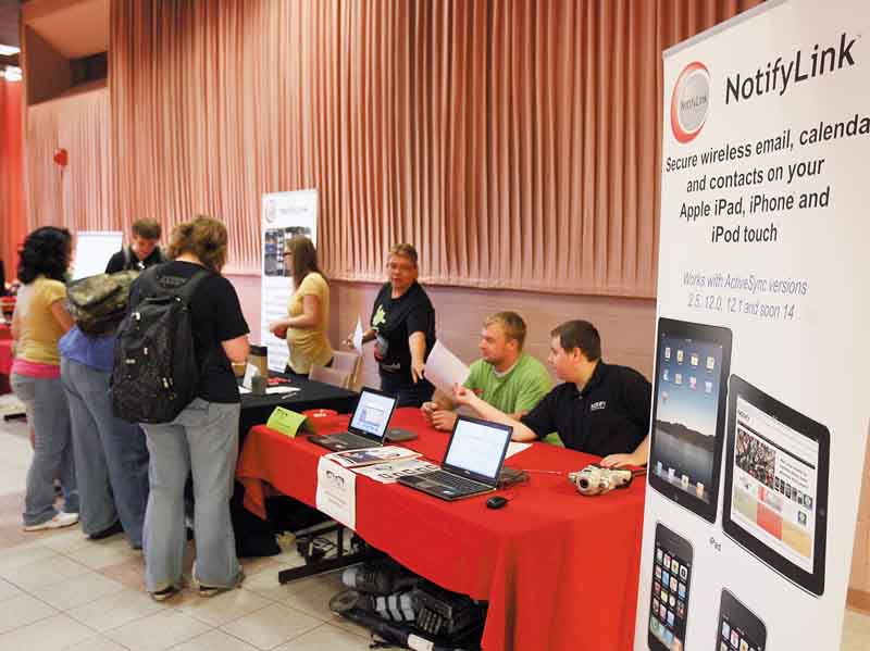 NotifyLink, a telecommunications system for mobile devices, drew interest during the event, which was designed to get students interested in careers in science, technology, engineering and math.
