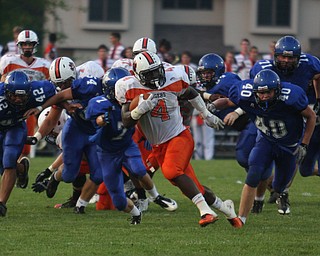 FOOTBALL - (4) De'Veon Smith leaves the Lakeview defense in the rear as he breaks a long run during thier game Thursday night in Cortland. - Special to The Vindicator/Nick Mays