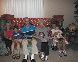Dick and Alice Dorman of Youngstown are with their great-grandchildren: Christian and Alexis Badolato of Hegenheim, France; Peter and Michael Koulianos of Campbell; and Andrew and Maggie Freeman of Farmington Hills, Mich. Photo was sent in by grandparents Jim and Sandy Dorman of Boardman.